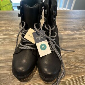 Universal Thread Boots Womens 8 Danica Sweater Cuff Ankle Winter Black Suede.